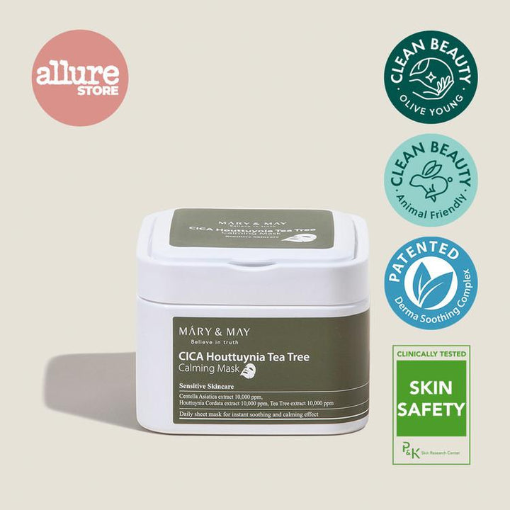 [MARY&MAY] CICA HOUTTUYNIA TEA TREE CALMING MASK PACK - 30 SHEETS - KOYU BEAUTY & CO